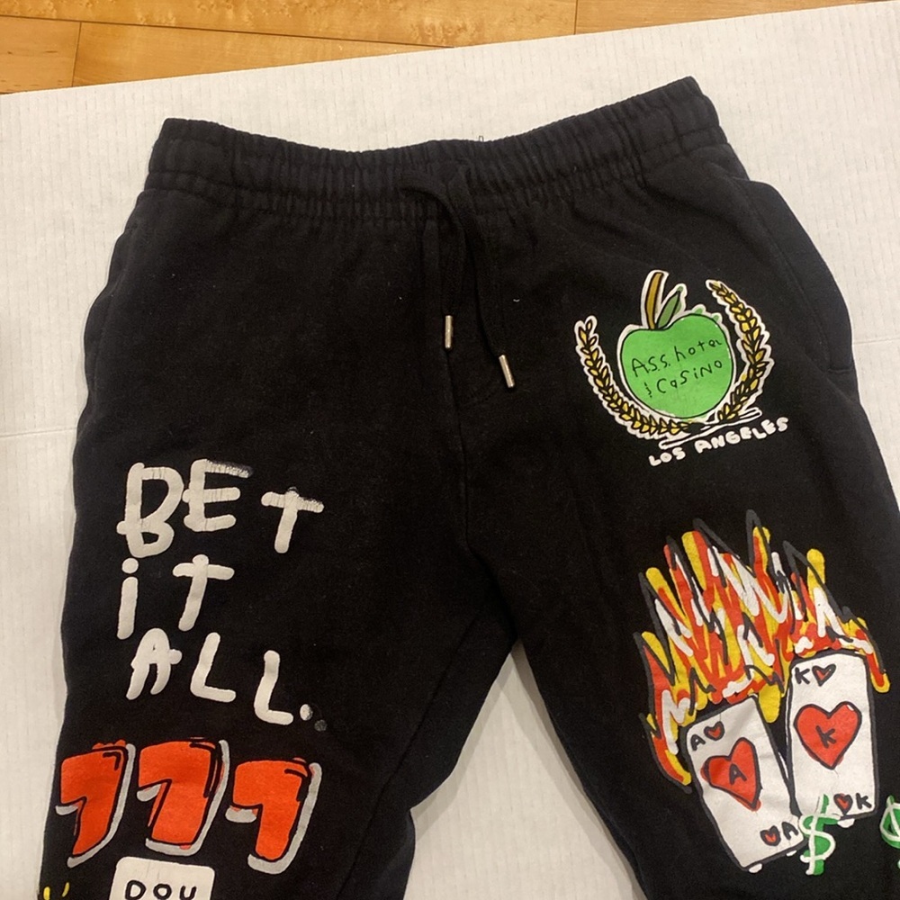 AFTER SCHOOL SPECIAL Black Graphics in neon Kids/Adults Joggers Size Small - Picture 2 of 16